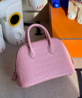 에르메스 미니 볼리드백 모브실브스트레 은장 악어가죽